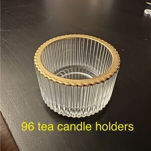 Glass Tea Candle Holder with Gold Rim